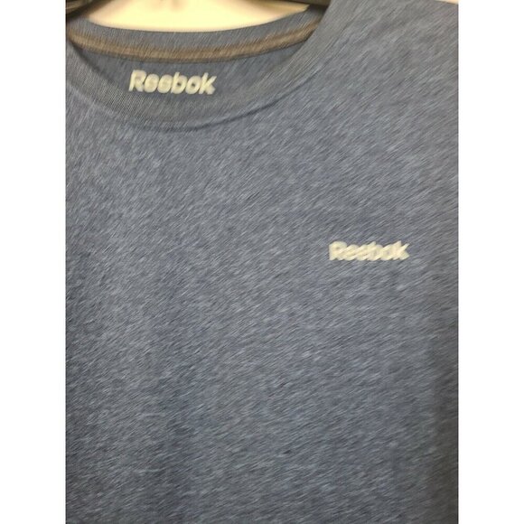Reebok Mens Play Dry Activewear T-Shirt Medium Navy Crew Neck Short Sleeve Tee - Picture 2 of 8